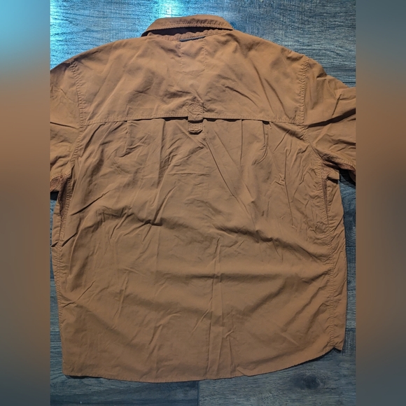 REI Mens Vented Short Sleeve Shirt Size XXL Orange Nylon Fishing Camping Pockets - Picture 10 of 13
